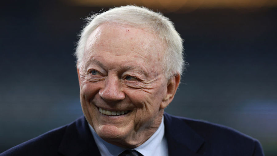 Dallas Cowboys owner Jerry Jones looks on prior to a game against the Houston Texans at AT&T St...
