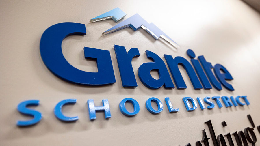 A Granite School District sign is pictured at the district's offices in South Salt Lake on Monday, ...