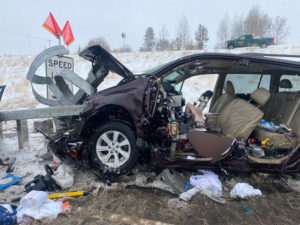 Empty damaged car after rescue 