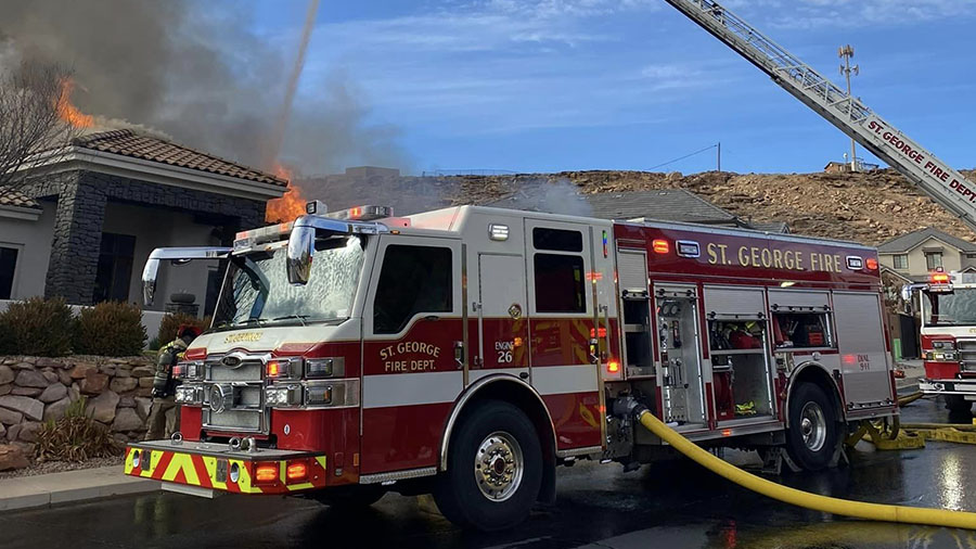 St. George Fire at the scene of the house fire. (Courtesy: Jessica Esplin)...