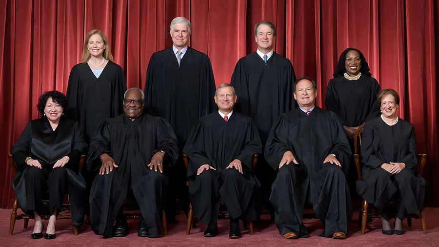 (File) Front row, left to right: Associate Justice Sonia Sotomayor, Associate Justice Clarence Thom...