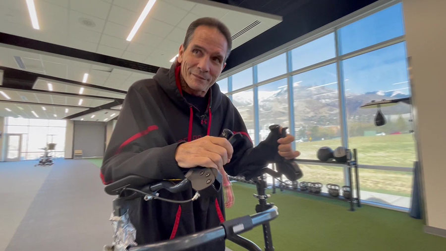 Michael Clabaugh during his physical therapy session. (KSL-TV)...