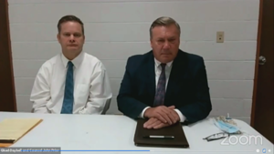 Chad Daybell and his attorney, John Prior, appear in a hearing on Oct. 29, 2020