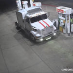 Kane County authorities are looking for this white semi with red stripes and this Dodge truck with this black utility bed. (Kane County)