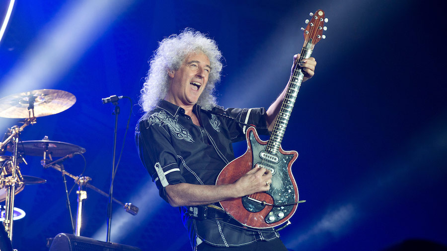 Brian May of Queen pictured here, on May 22, 2016 in Barcelona, Spain has received a knighthood in ...