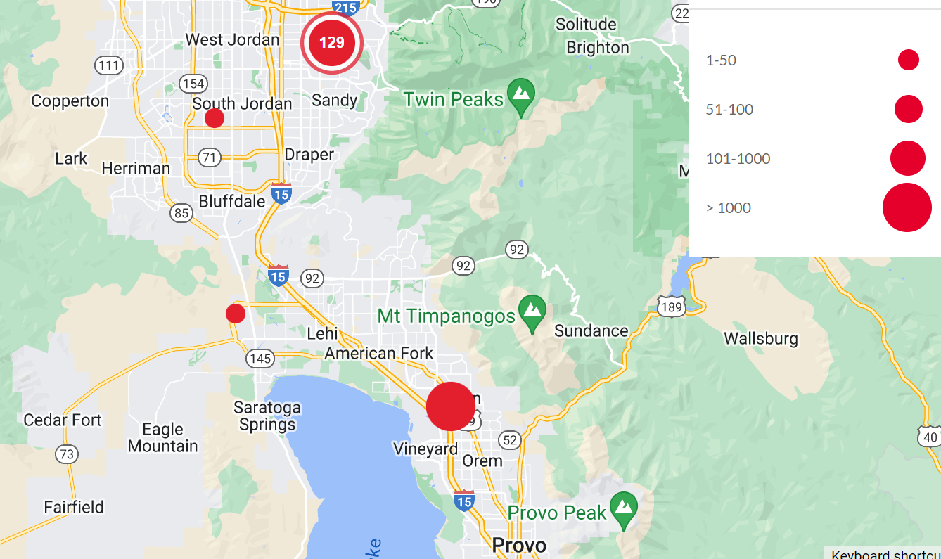 Large power outage in Utah County...