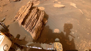 Mars rover photo of a shiny rock
