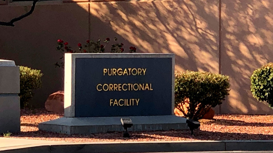 Purgatory correctional facility sign in front of the building...