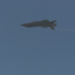 An F-35 performs a manuever during Tuesday's demonstration. (KSL TV)