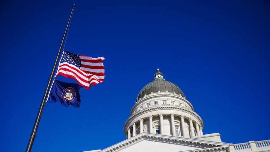 Flags fly at half-staff at the Utah Capitol. (Photo from @GovCox/Twitter)...