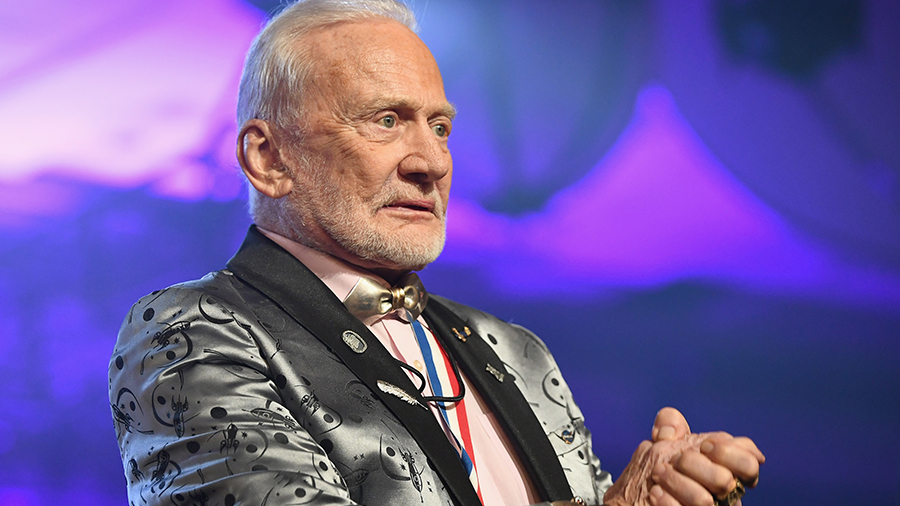 Buzz Aldrin speaks onstage during Celebrity Fight Night XXV on March 23, 2019 in Phoenix, Arizona. ...