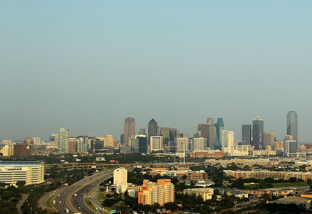 DALLAS, TX - JUNE 07:  A general view of the skyline of downtown Dallas, Texas as the American Airl...