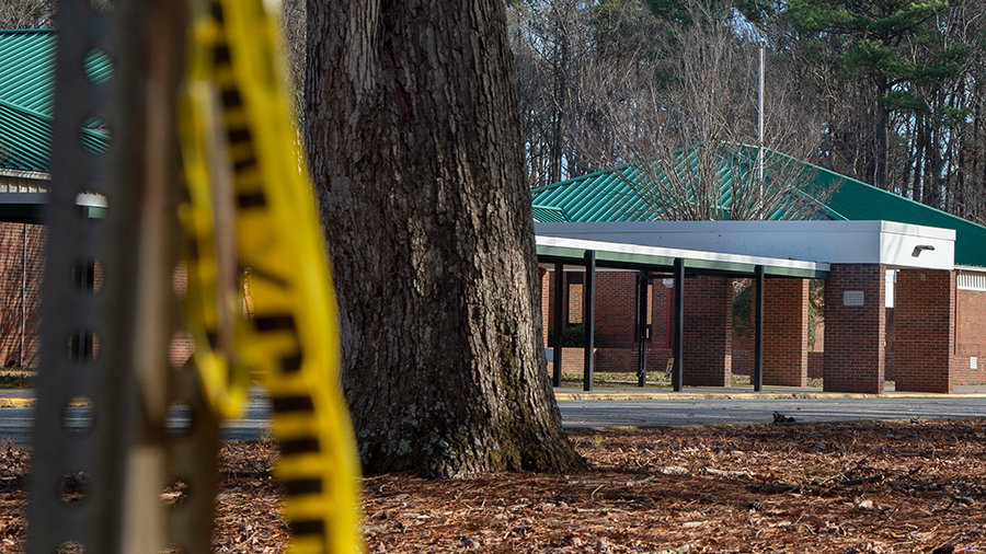 police tape outside of a Virginia elementary school...