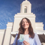 Aliah Castro, a local Latter-day Saint, displays her recommend and invitation to enter the first dedication session of the San Juan Puerto Rico Temple on Jan. 15, 2023. (Intellectual Reserve, Inc.)