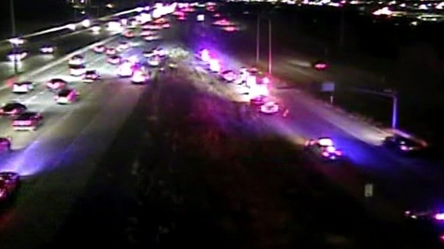 Police responding to the accident on I-15. (Utah Department of Transportation)...