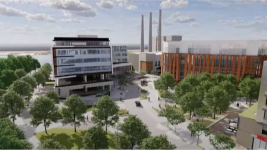 A rendering of the proposed redevelopment of Rocky Mountain Power's headquarters in Salt Lake City'...