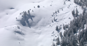 Snow filled mountain bowl