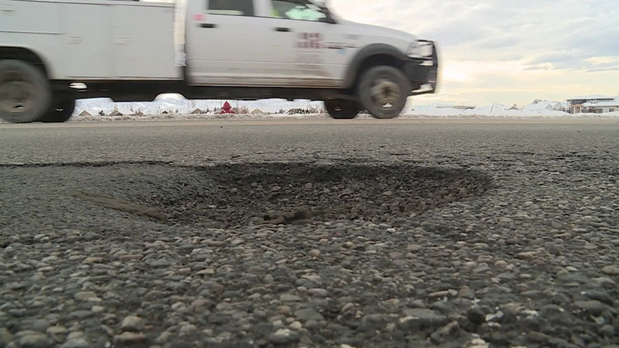 One of the many potholes appearing in Utah. (KSL-TV)...
