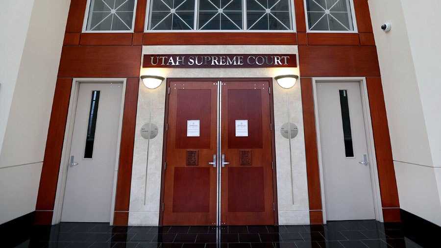 The the entrance to the Utah Supreme Court at the Matheson Courthouse in Salt Lake City is pictured...