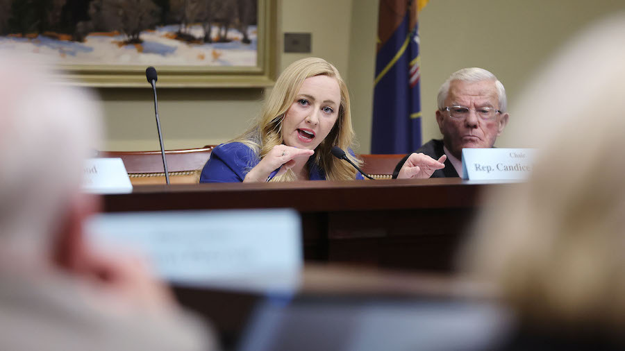 Rep. Candice Pierucci, R- Herriman, speaks about her bill during a House Education Committee hearin...