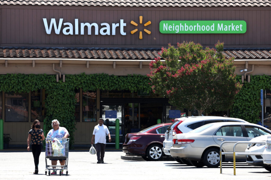 ROHNERT PARK, CALIFORNIA - AUGUST 04: Customers leave a Walmart Neighborhood Market on August 04, 2...
