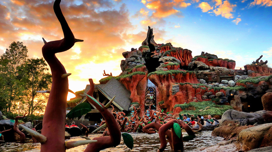 The sun sets on Splash Mountain in the Magic Kingdom at Walt Disney World, Thursday, Dec. 7, 2022. ...