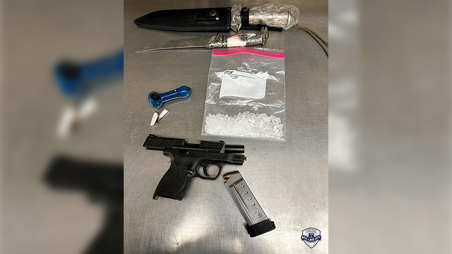 Police recovered weapons and drug paraphernalia during a traffic stop in downtown Salt Lake City. (...