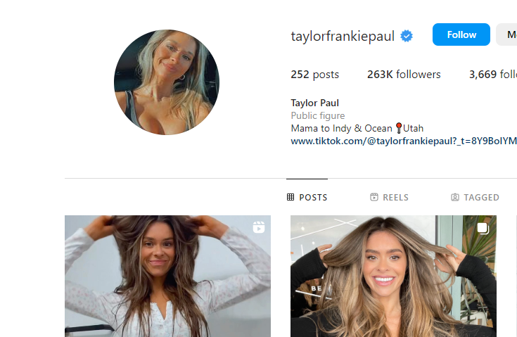 Instagram of Taylor Frankie Paul...