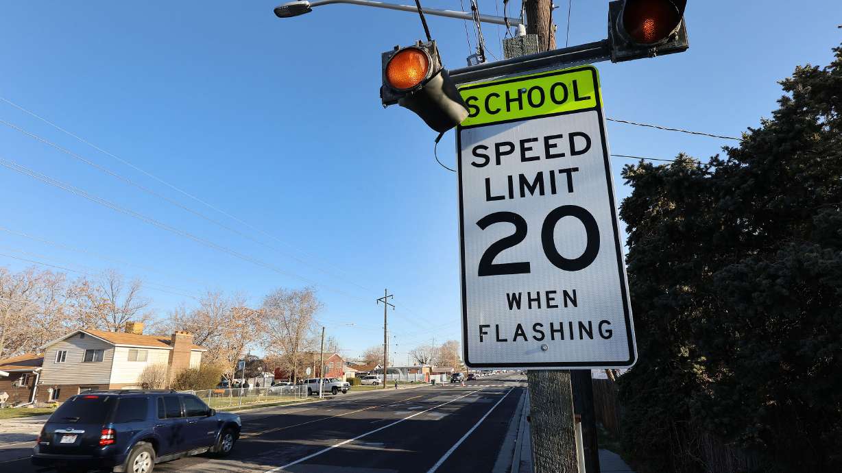 A motorist drives through a school zone in West Valley City on March 24, 2021. A new bill would cre...