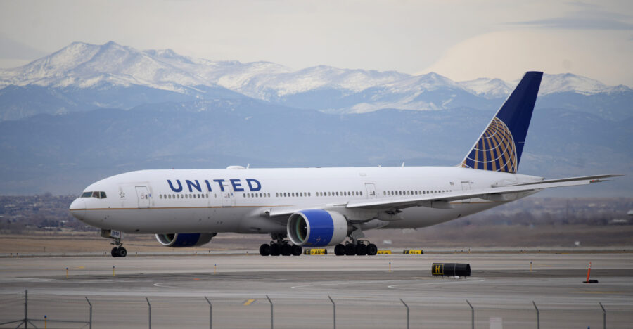 FILE - A United Airlines jetliner taxis to a runway for take off from Denver International Airport,...
