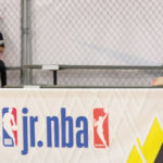 Jr. NBA logo on the court. (KSLTV/Mark Less)