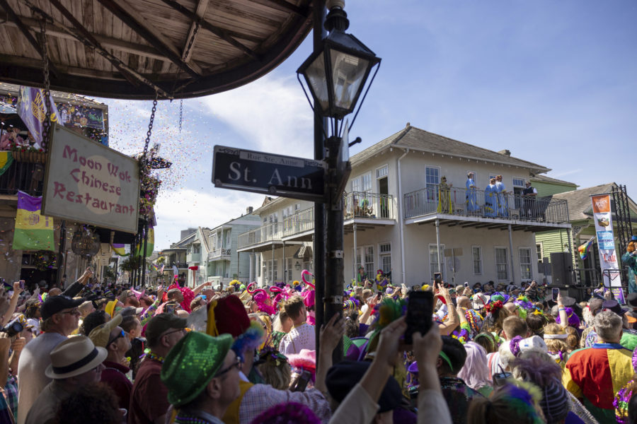 FILE - A crowd of people attend the Bourbon Street Awards costume contest on Tuesday, March 1, 2022...