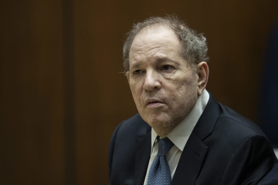 FILE - Former film producer Harvey Weinstein appears in court at the Clara Shortridge Foltz Crimina...