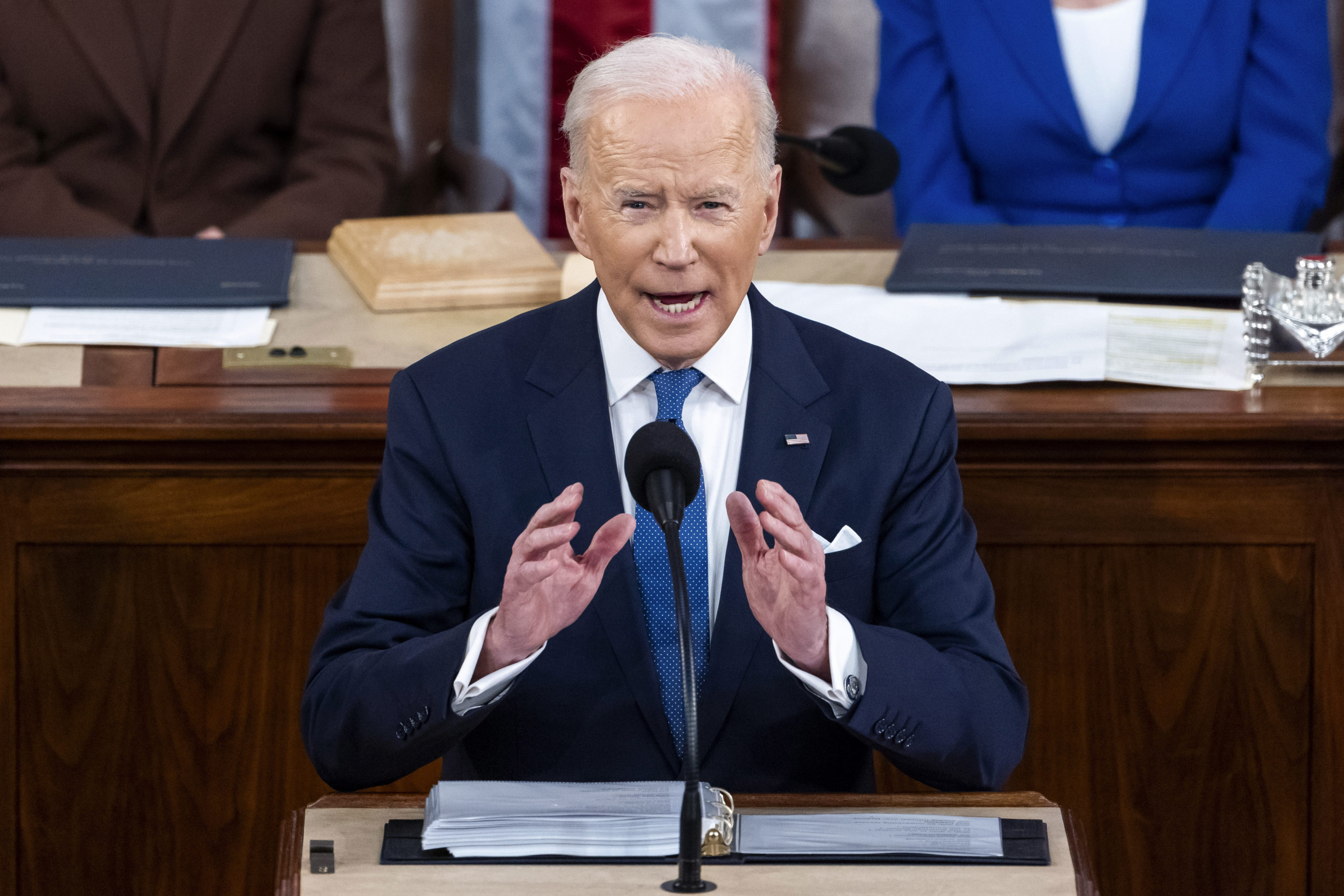 FILE - President Joe Biden delivers his first State of the Union address to a joint session of Cong...