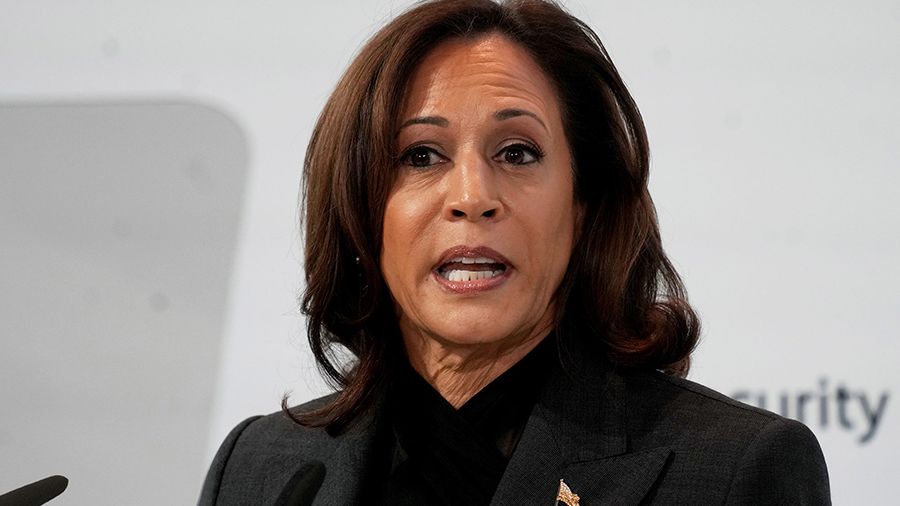 Vice President of the United States Kamala Harris speaks at the Munich Security Conference in Munic...