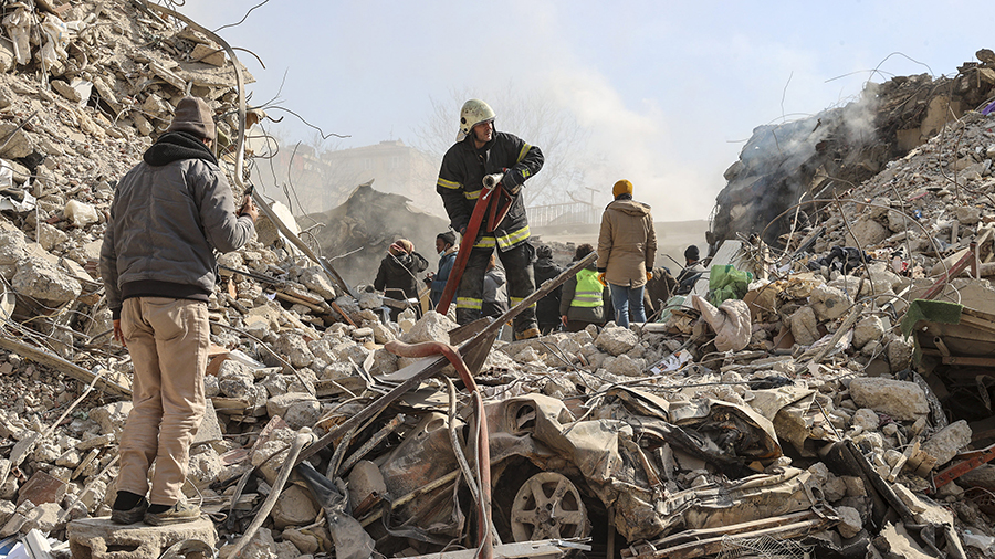 Search and rescue efforts continue on collapsed buildings after 7.7 and 7.6 magnitude earthquakes i...