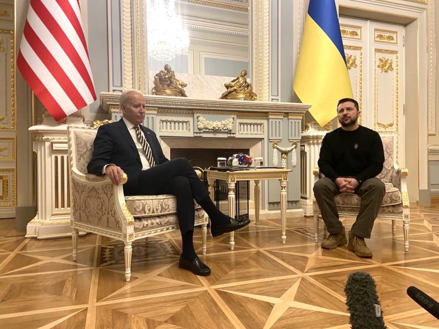 US President Joe Biden with Ukraine President Volodymyr Zelensky at the Ukrainian Presidential Pala...