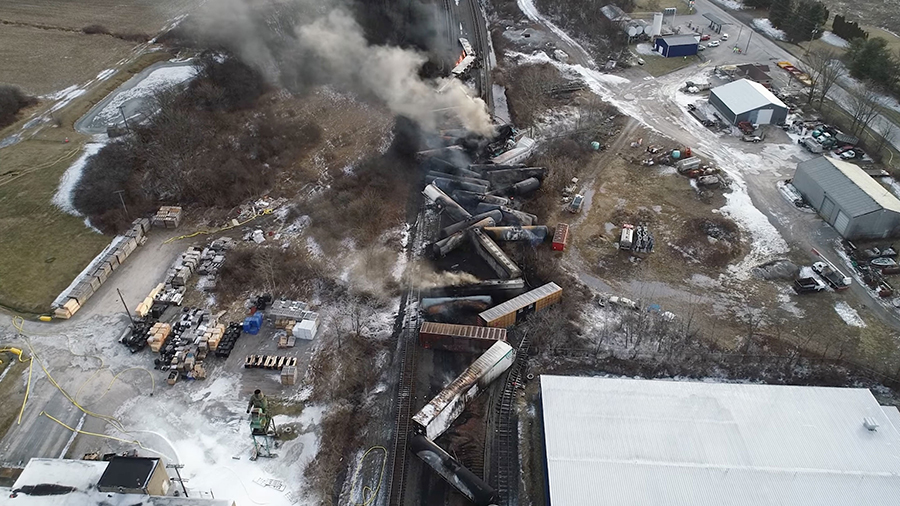 NTSB Investigators conduct Unmanned Aircraft System operations for the Norfolk Southern freight tra...