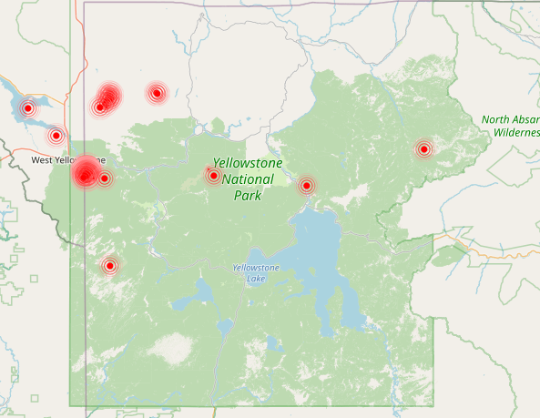 Yellowstone experiences several small earthquakes on Monday
