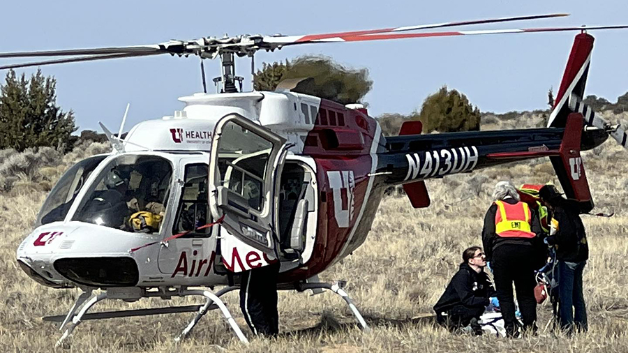 AirMed EMT's rushed to help a teenage boy who was ejected from a car in a rollover crash. (Juab Cou...