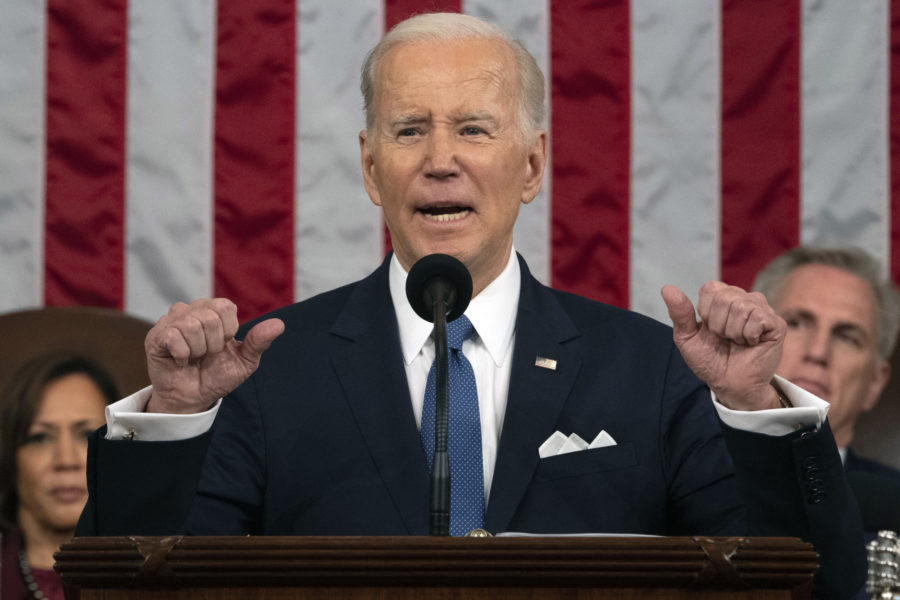 FILE - President Joe Biden delivers the State of the Union address to a joint session of Congress a...