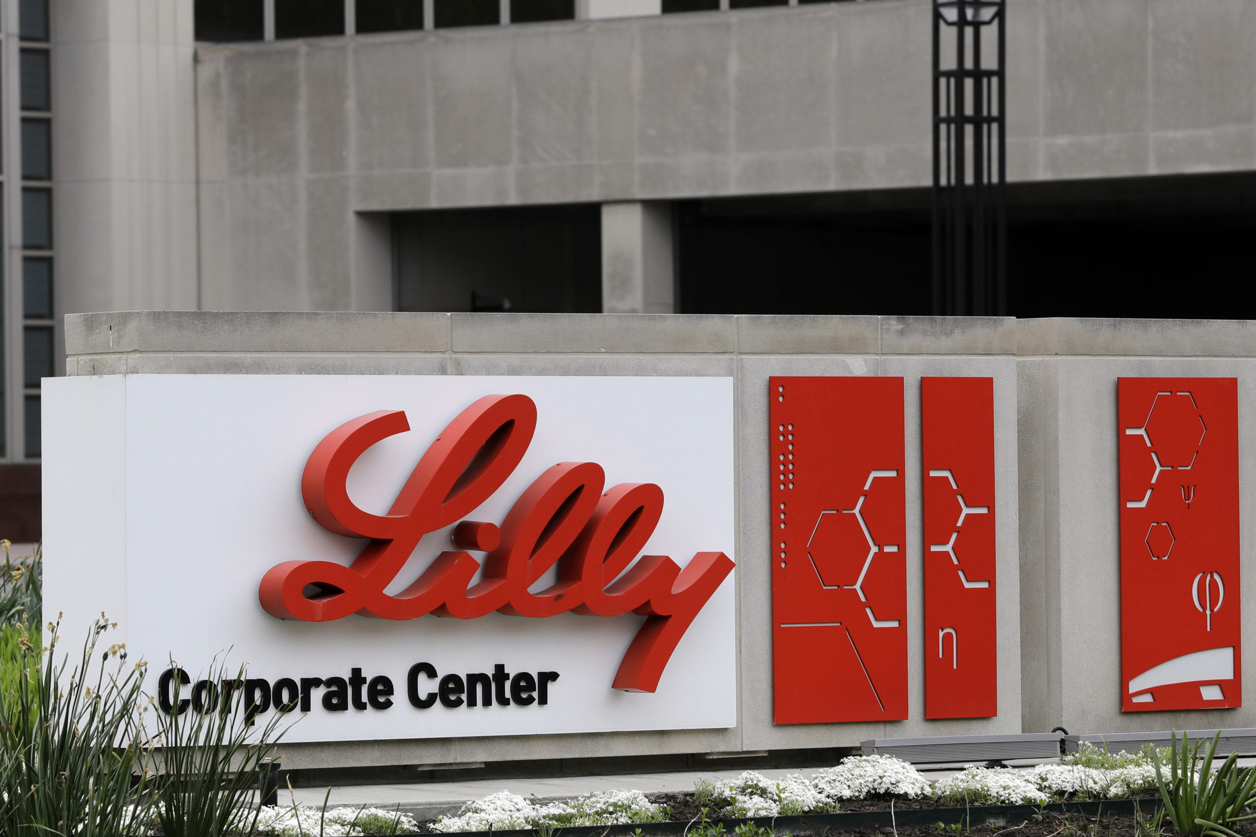FILE - This April 26, 2017, file photo shows the Eli Lilly & Co. corporate headquarters in Indi...