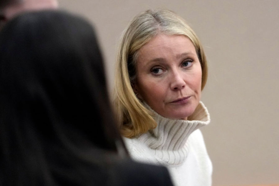 Actor Gwyneth Paltrow looks on before leaving the courtroom, Tuesday, March 21, 2023, in Park City,...