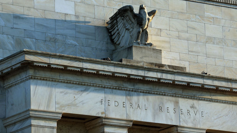 The Federal Reserve Headquarters are pictured on March 21, 2023 in Washington, DC. The Federal Open...