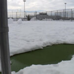 One of the tennis courts covered in snow. (Mike Anderson/KSL TV)