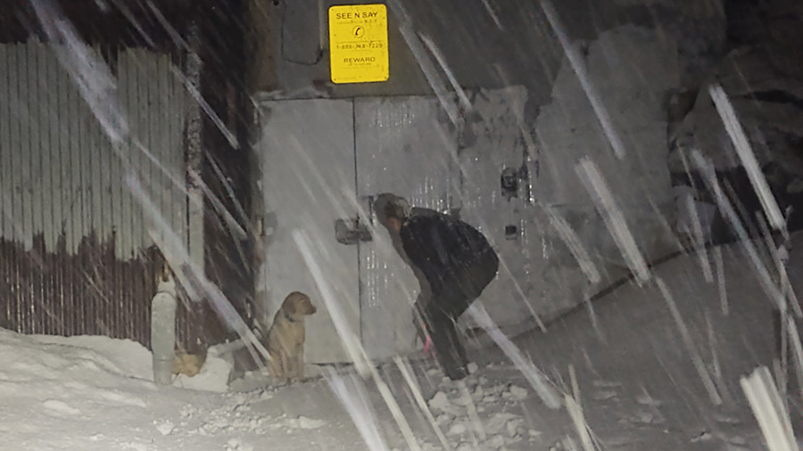 Ogden police animal service officer A. Dickman finding the lost door during the storm. (Ogden Polic...