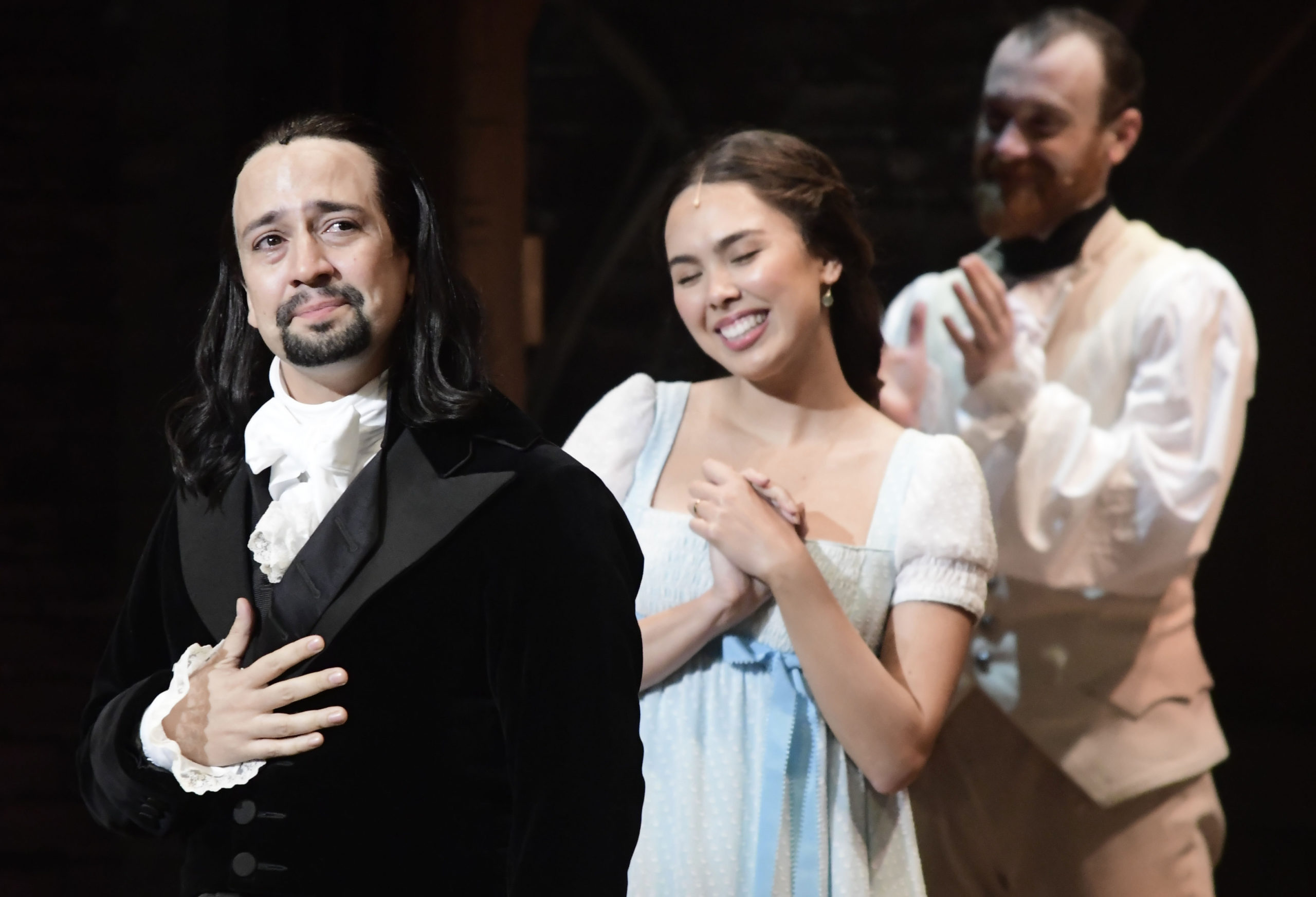 FILE - Lin-Manuel Miranda, creator of the award-winning Broadway musical "Hamilton" receives a stan...