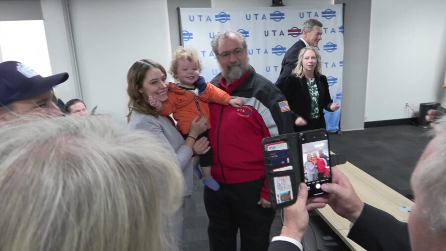 Utah Transit Authority bus driver Nick Pappas is honored Wednesday, March 22, after rescuing Mariss...
