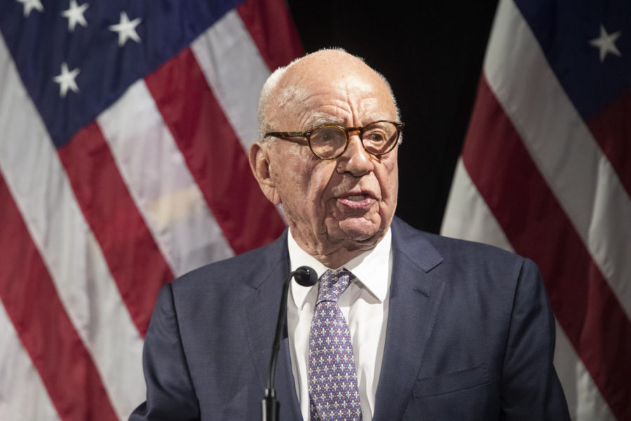 FILE - Rupert Murdoch introduces Secretary of State Mike Pompeo during the Herman Kahn Award Gala, ...