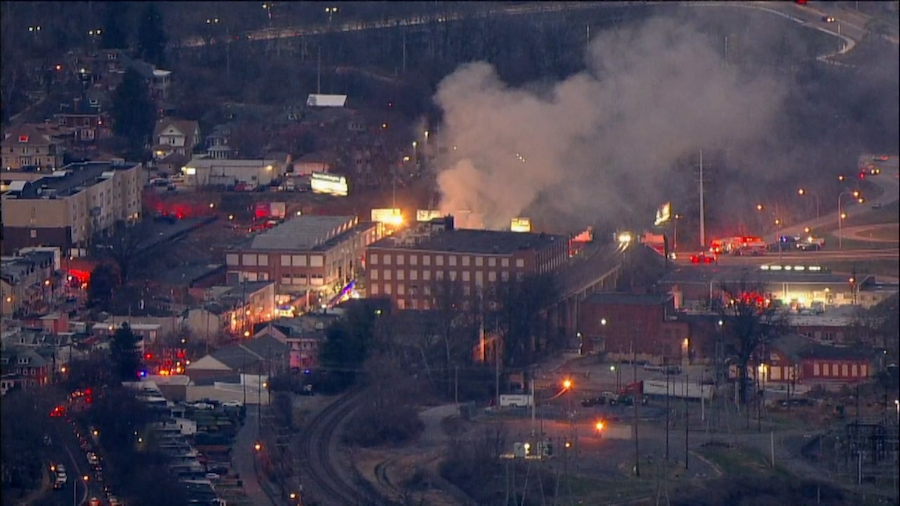 Seven are dead after an explosion at a candy factory in West Reading, officials say. (WPVI via CNN)...